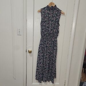 Nanette Lepore Navy Floral Midi Dress
